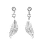 Orecchino in argento 925 con piuma pendente.