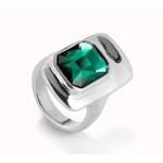 Anello placcato argento sterling con cristallo verde