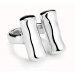 Anello placcato argento sterling con due tubi verticali