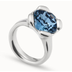 Anello placcato argento Sterling con cristallo blu