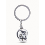 Portachiavi a forma di casco placcato argento Sterling
