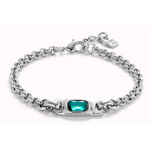 Bracciale a catenina placcato argento sterling con cristallo verde