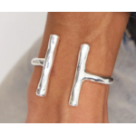 Bracciale rigido placcato argento sterling e due tubi lunghi alle estremità