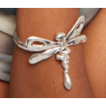 Bracciale rigido con libellula placcato argento sterling