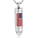Collana pendente da uomo con charm in acciaio al titanio, proiettile con la bandiera americana
