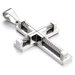 Collana uomo con pendente a forma di croce con placcatura in acciaio titanio