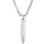 Collana da uomo casual-punk, con charm proiettile in acciaio al titanio