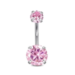 PIERCING OMBELICO IN ACCIAIO CON DOPPIO ZIRCONE INCASTONATO