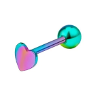 PIERCING LINGUA IN ACCIAIO-CUORE PIATTO MULTICOLOR