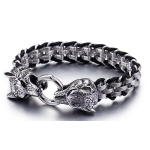 Bracciale da uomo in acciaio inossidabile 316L Wolf Head 23Cm