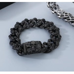 Bracciale da uomo in acciaio con teschio nero King of Darkness