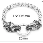 Bracciale da uomo in acciaio Double Head Lion