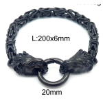 Bracciale da uomo in acciaio nero Double Head Lion