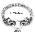 Bracciale da uomo in acciaio Double Lion Head