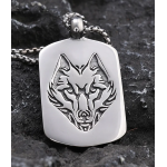 Collana da uomo in acciaio a piastrina con Lupo