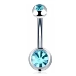 Piercing Ombelico con doppio zircone celeste