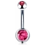 Piercing Ombelico con doppio zircone rosa cipria