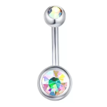 Piercing Ombelico con doppio zircone iridiscente