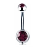 Piercing Ombelico con doppio zircone bordeaux