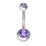 Piercing Ombelico con doppio zircone viola chiaro
