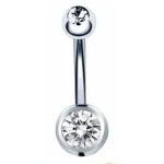 Piercing Ombelico con doppio zircone bianco