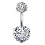 PIERCING OMBELICO IN ACCIAIO CON DOPPIO ZIRCONE INCASTONATO