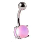 Piercing Ombelico con doppia pietra opale sintetico che cambia colore