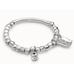 Bracciale di perline ed elemento tubolare placcato argento