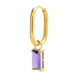 Orecchino ovale con zircone baguette