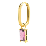 Orecchino ovale con zircone baguette