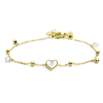 Bracciale cuore madreperla con sfere e zirconi