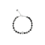 BRACCIALE IN ACCIAIO CON PIETRE NATURALI DI OSSIDIANA. 6MM