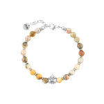 BRACCIALE GIGLIO IN ACCIAIO E PIETRA NATURALE AGATA , 6MM.