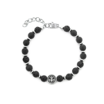 BRACCIALE GIGLIO E PIETRA LAVICA NERA