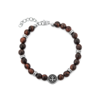 BRACCIALE IN ACCIAIO CON PIETRA NATURALE OCCHIO DI TIGRE ROSSO. 6MM