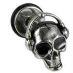 Mono orecchino in acciaio DJ Skull