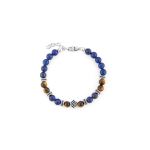 BRACCIALE IN ACCIAIO, LAPIS E TIGER EYE