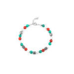 BRACCIALE STEEL, HOWLITE VERDE, ROSSO BIANCO.