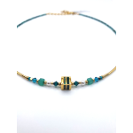 Collana Square Stripes oro-verde