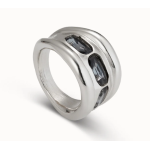 Anello placcato argento Sterling e 3 cristalli grigi