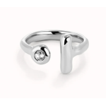 Anello aperto placcato argento sterling con topazio bianco