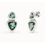 Orecchini placcati argento Sterling e due cristalli verdi