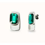 Orecchini di forma rettangolare placcati argento sterling con cristallo verde