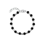 BRACCIALE ACCIAIO E ONICE NERA LUCIDA