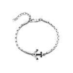 BBRACCIALE IN ACCIAIO /ANCORA NERA E ZIRCONI