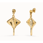 Orecchini corti placcati oro 18k a forma di manta gigante