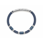 BRACCIALE STEEL BLU PELLE BLU