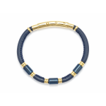 BRACCIALE STEE/ OROL BLU PELLE BLU