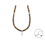 COLLANA IN ARGENTO RODIATO OCCHIO DI TIGRE, 5MM