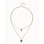 Ciondolo placcato argento Sterling con doppia catenina e triangoli di cristallo